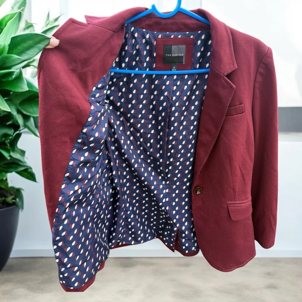 The Limited Maroon Blazer with Patterned Interior Womens size Medium - Picture 3 of 9